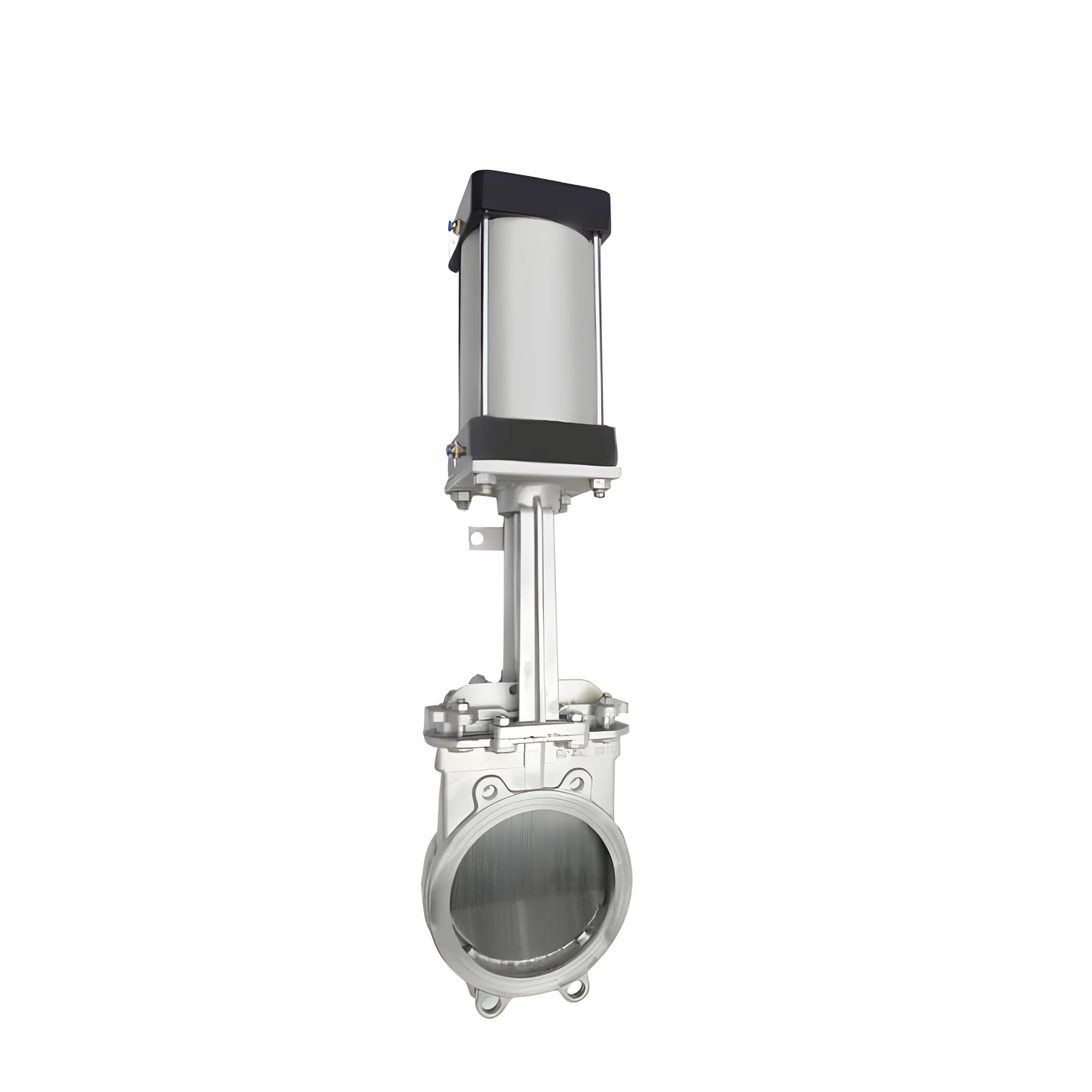 4-Inch Double Flanged 304 Air-Operated Knife Gate Valve with Pneumatic Actuator