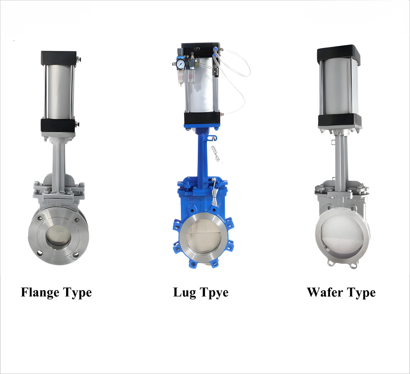 4-Inch Double Flanged 304 Air-Operated Knife Gate Valve with Pneumatic Actuator