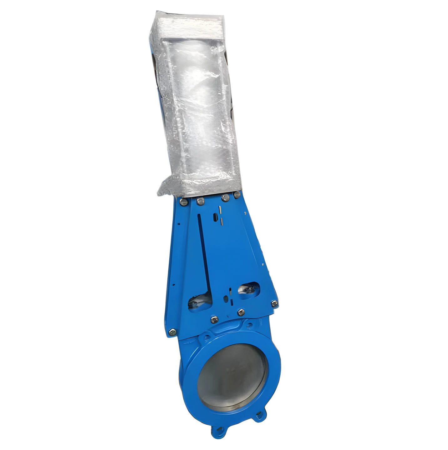 Pneumatic device 4-inch ductile iron soft sealed one-way  PN10/16  knife gate valve 