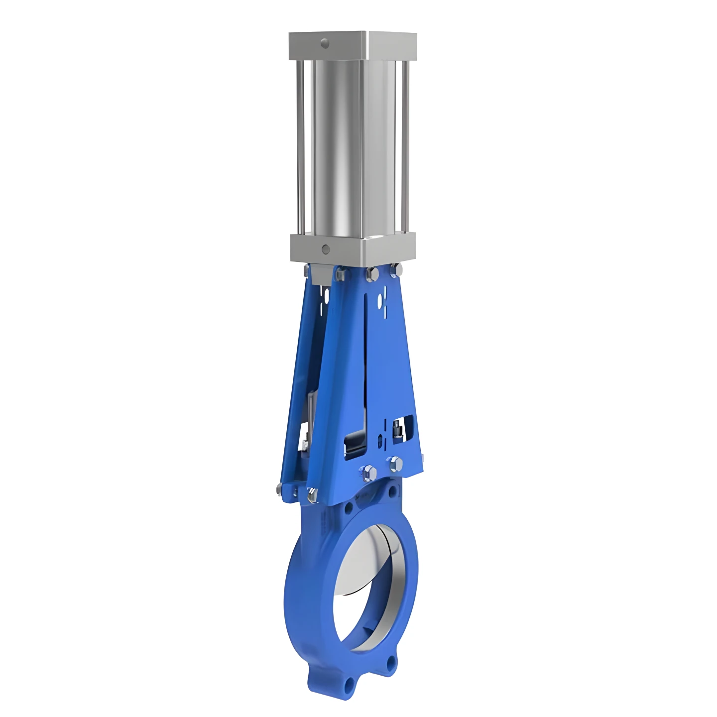 Pneumatic device 4-inch ductile iron soft sealed one-way  PN10/16  knife gate valve 