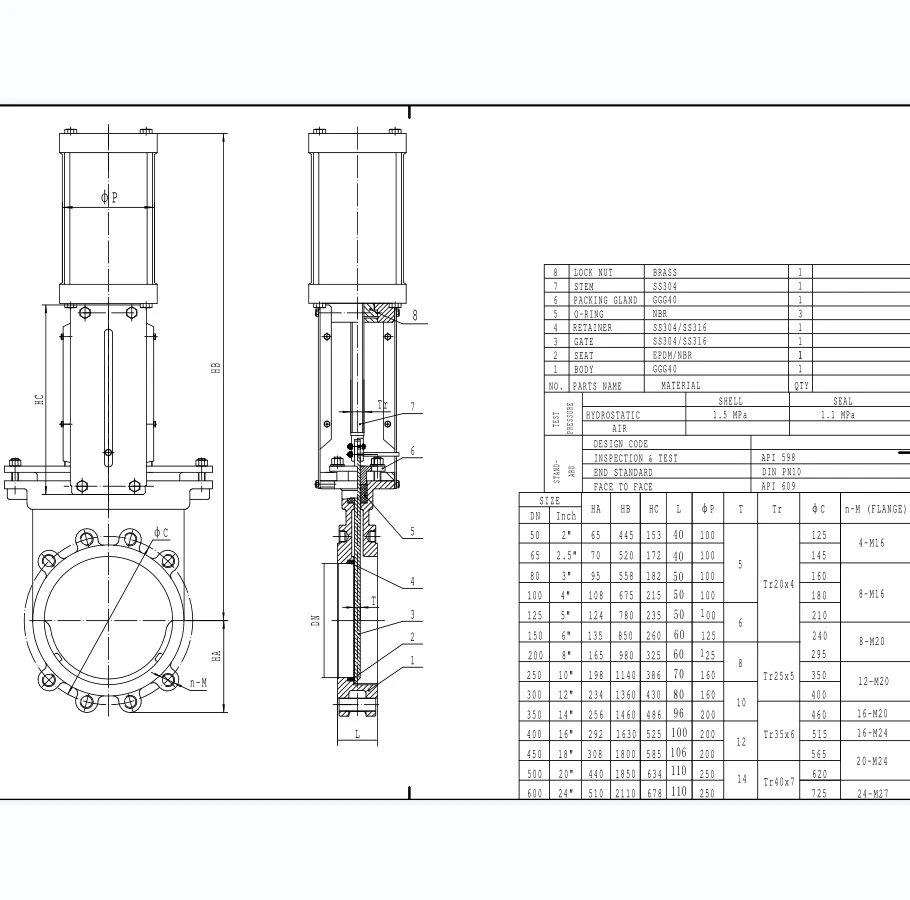 Pneumatic 2.5-Inch Ductile Iron Soft-Sealed One-Way Knife Gate Valve for Slurry Applications