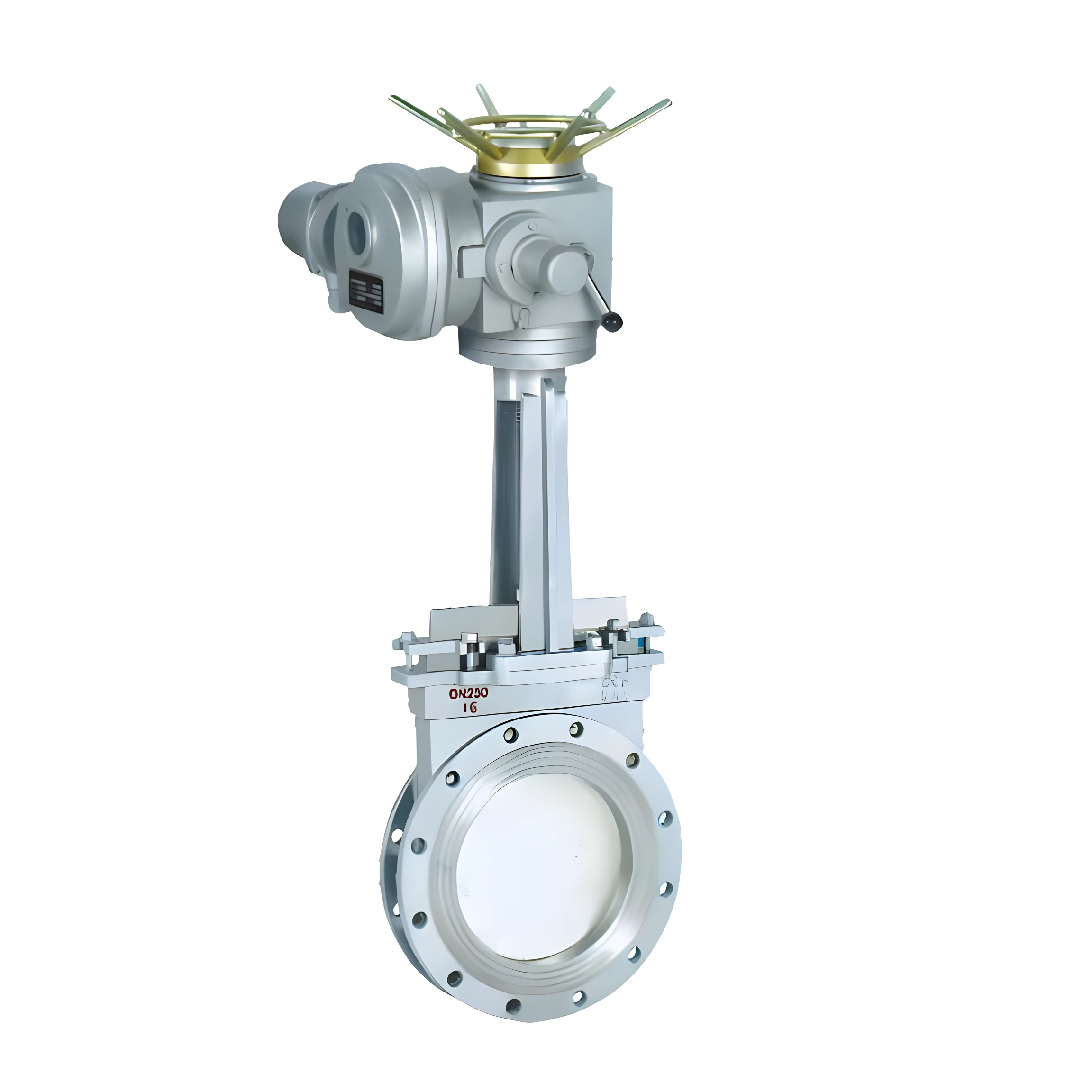 Cast steel electric knife gate valve PZ973H-10C Sewage electric shut-off valve pulp and paper knife gate valve 