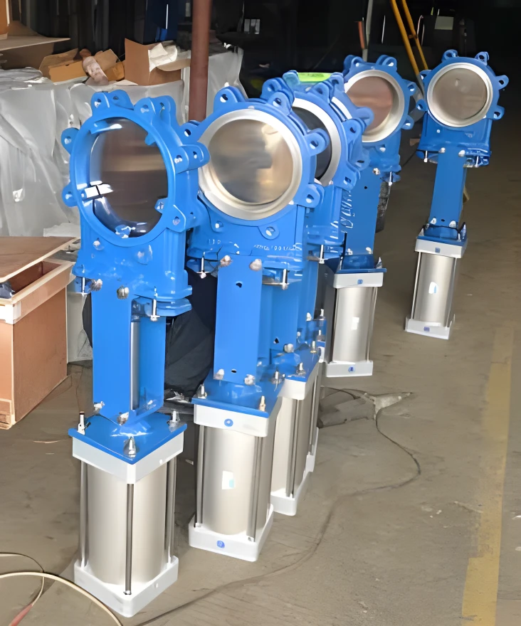 Pneumatic knife gate valve PZ673H-10/16C stainless steel